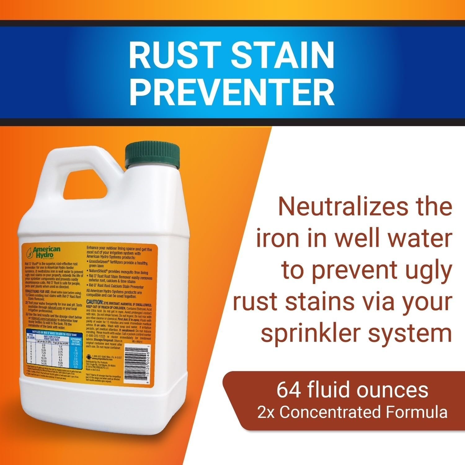 RR1 Rid O Rust Rust Stain Preventer 64oz Bottle Pack of 2