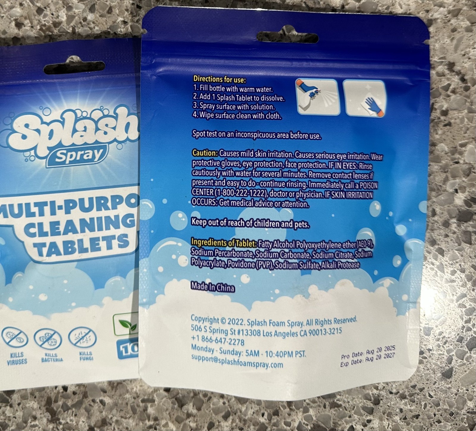 2 PACK’S Splash Spray Multi-Purpose Cleaning Tablets 5 Tablets per pack NEW