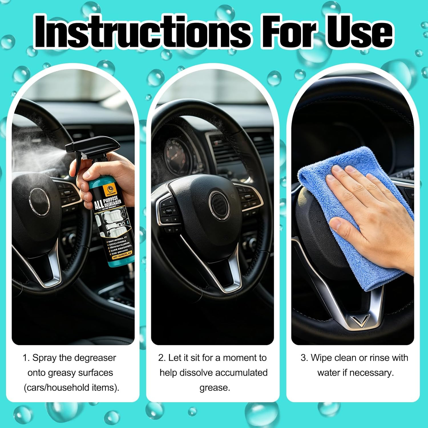2Pcs All Purpose Degreaser for Car and House, Lemon Scent Mulit Heavy-Duty Clean