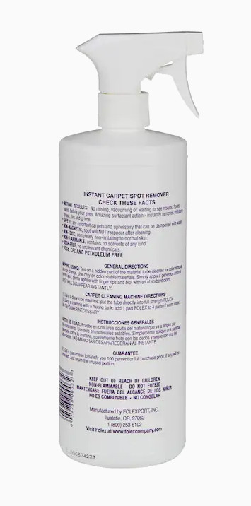 FOLEX Excellent Instant Carpet Cleaner Spot Stain Remover, ANY Stain – 32 oz