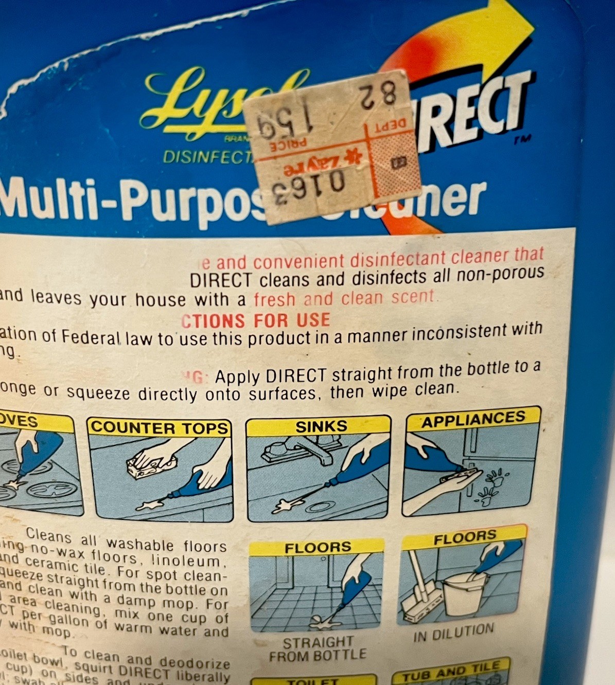 Vintage Lysol Direct Multi-Purpose Cleaner Fresh Scent Prop HTF 36oz 70% Full