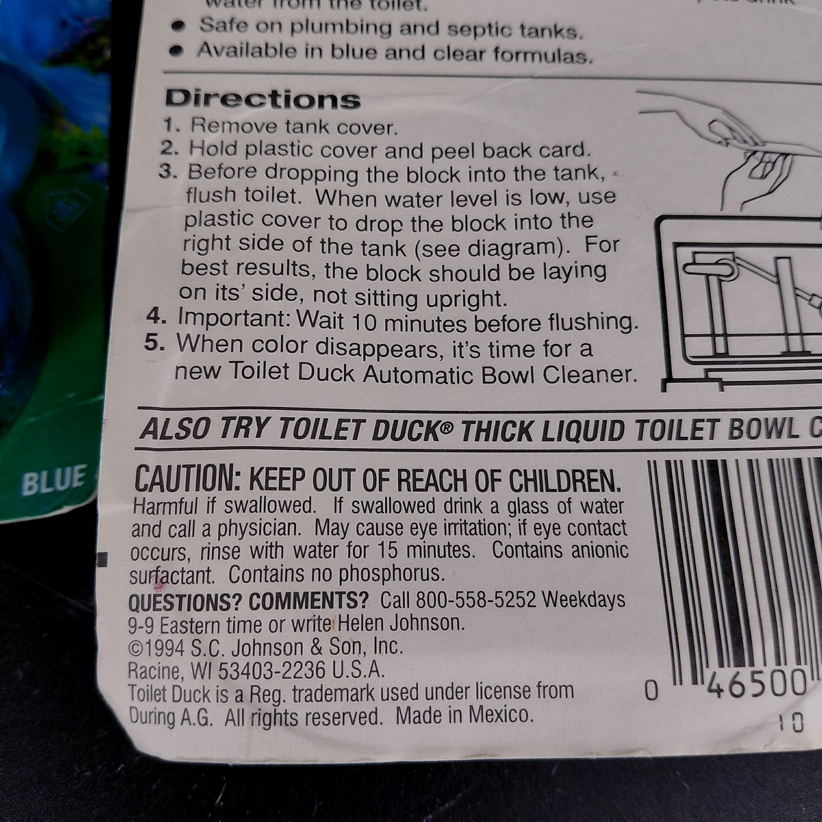 Vintage Toilet Duck Automatic Bowl Cleaner Set 3 Blue 1.7oz Spring Fresh Scent
