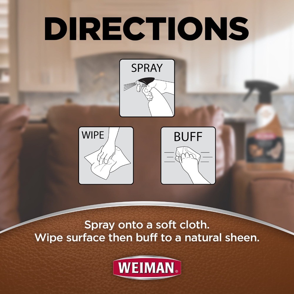(2 pack) Weiman 3-In-1 Leather Cleaner & Conditioner for Furniture, Car Seats
