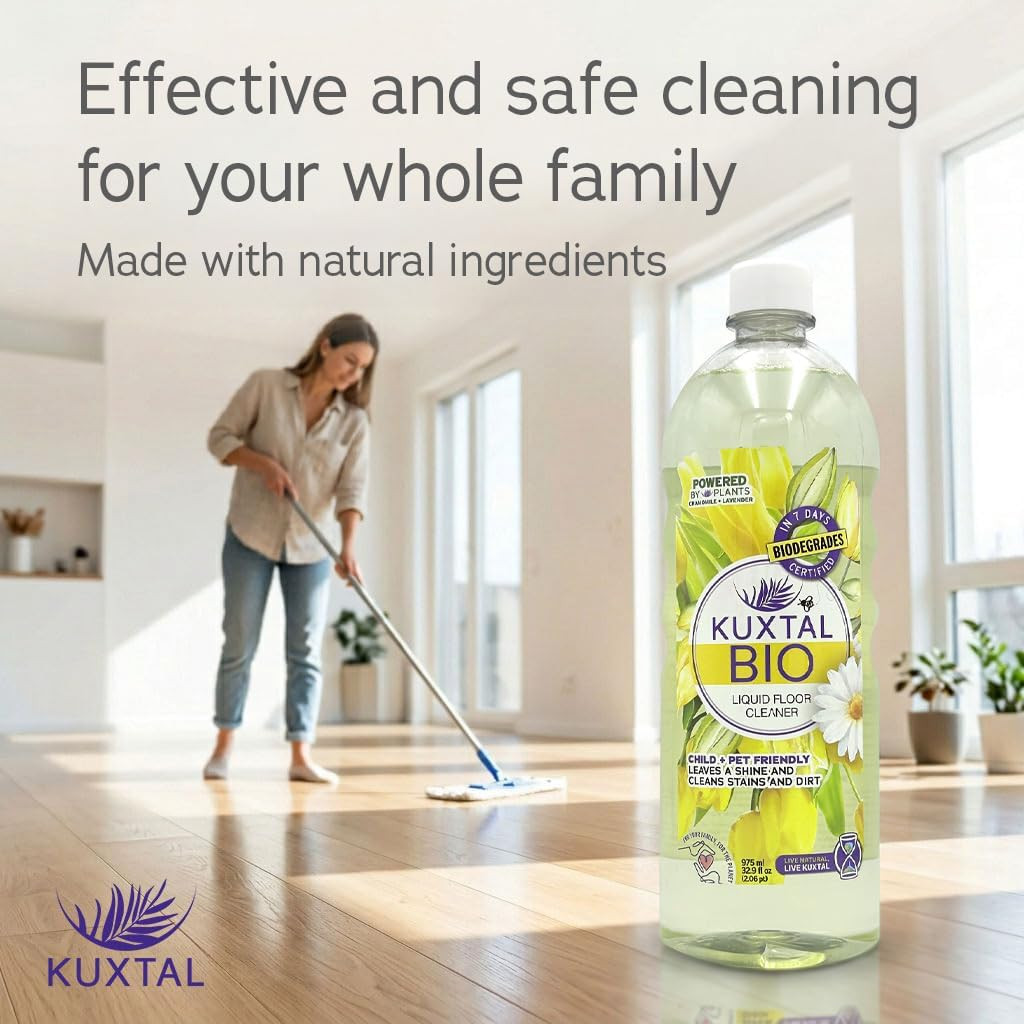 KUXTAL Natural Floor Cleaner, Pet Safe, Multi Surface Floor Cleaner, Biodegradab