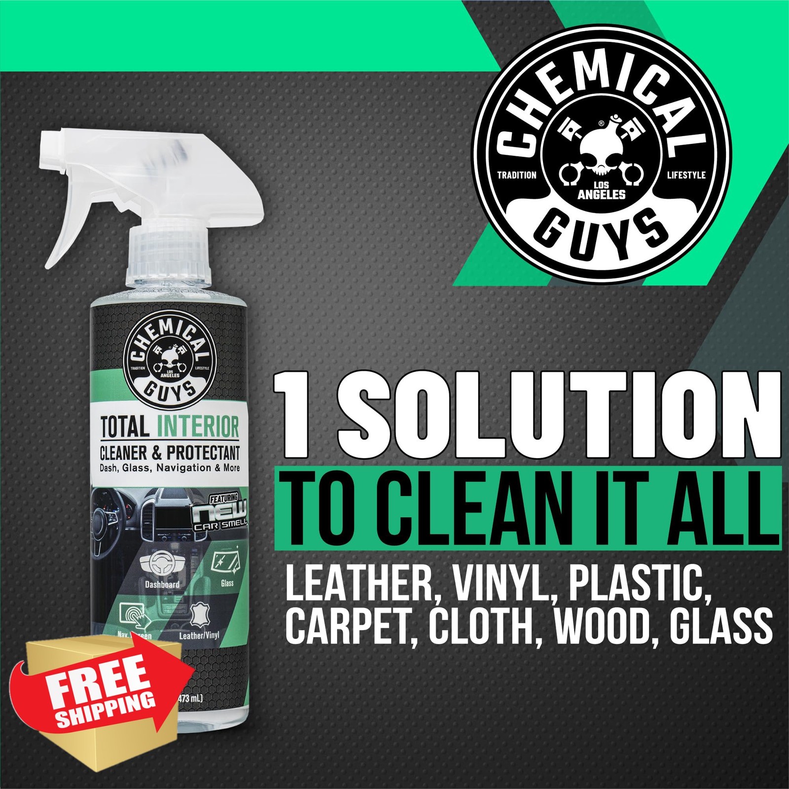 Chemical Guys Total Interior Cleaner and Protectant, New Car Smell, (Safe for…