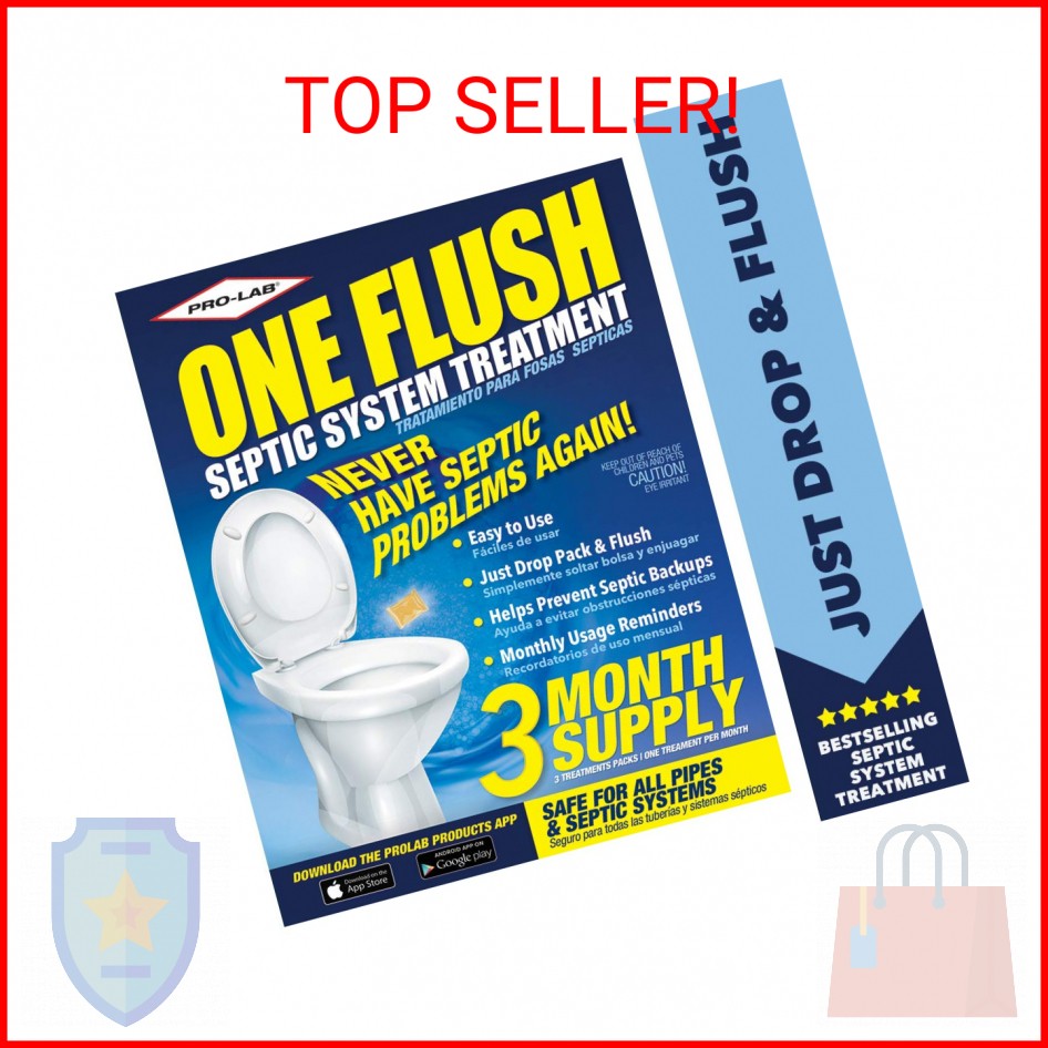 ONE FLUSH – Septic Tank Treatment Packets, 3-Month Supply of Easy-Flush Bacteria