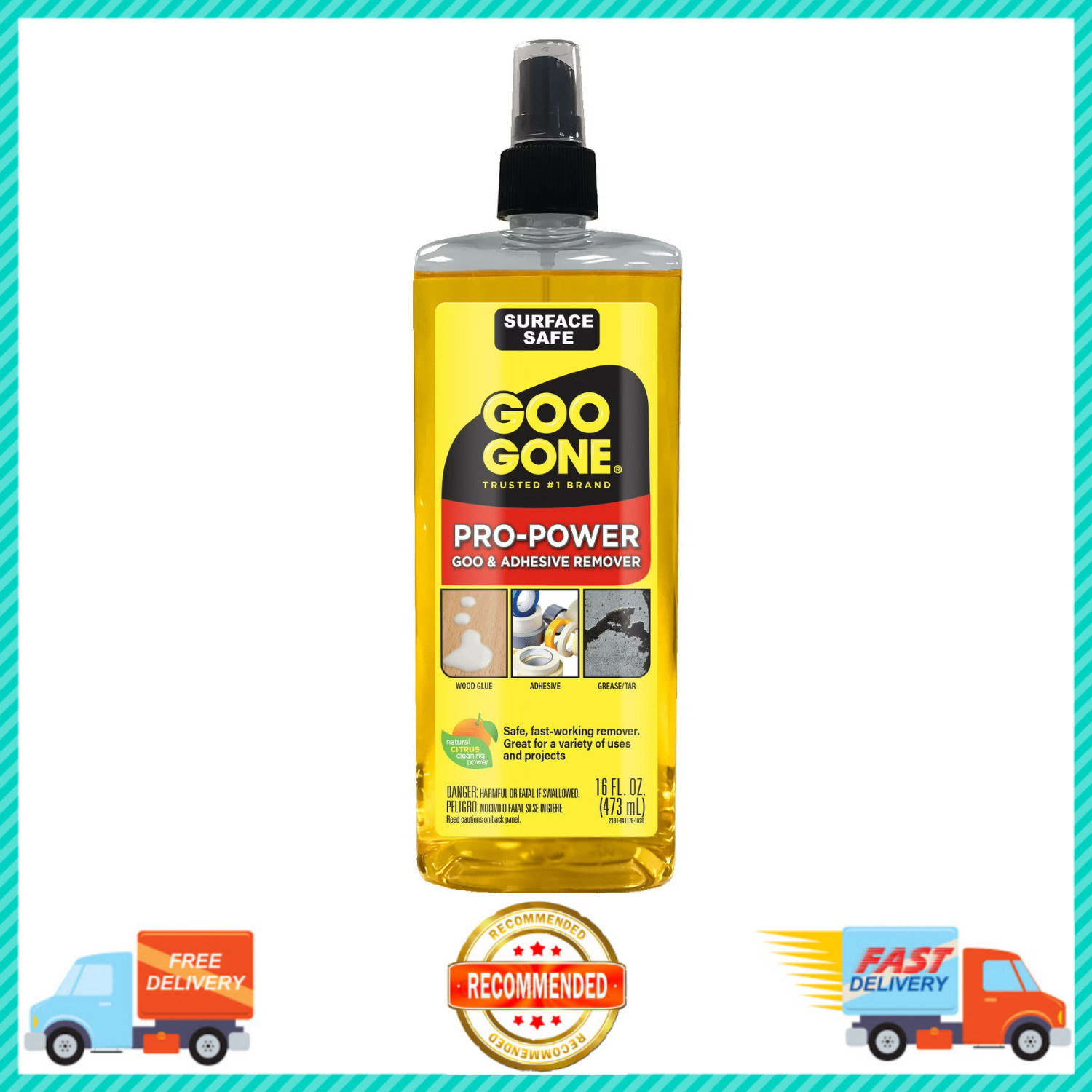 Goo Gone Pro-Power Goo & Adhesive Remover Pump Spray, Citrus-Based, 16 oz