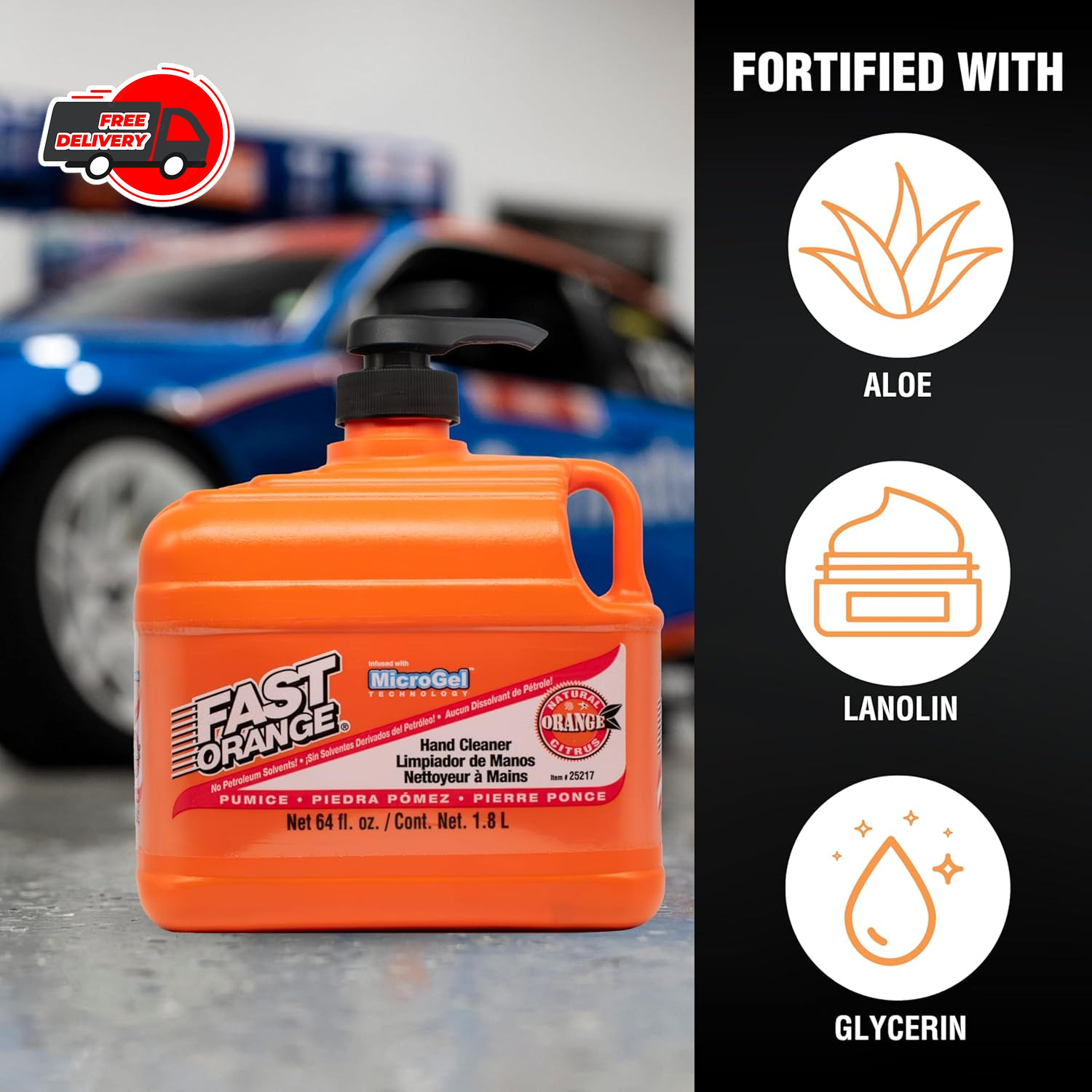 Fast Orange Permatex 25217 Pumice Lotion, Heavy Duty Hand Cleaner, Natural Ci…