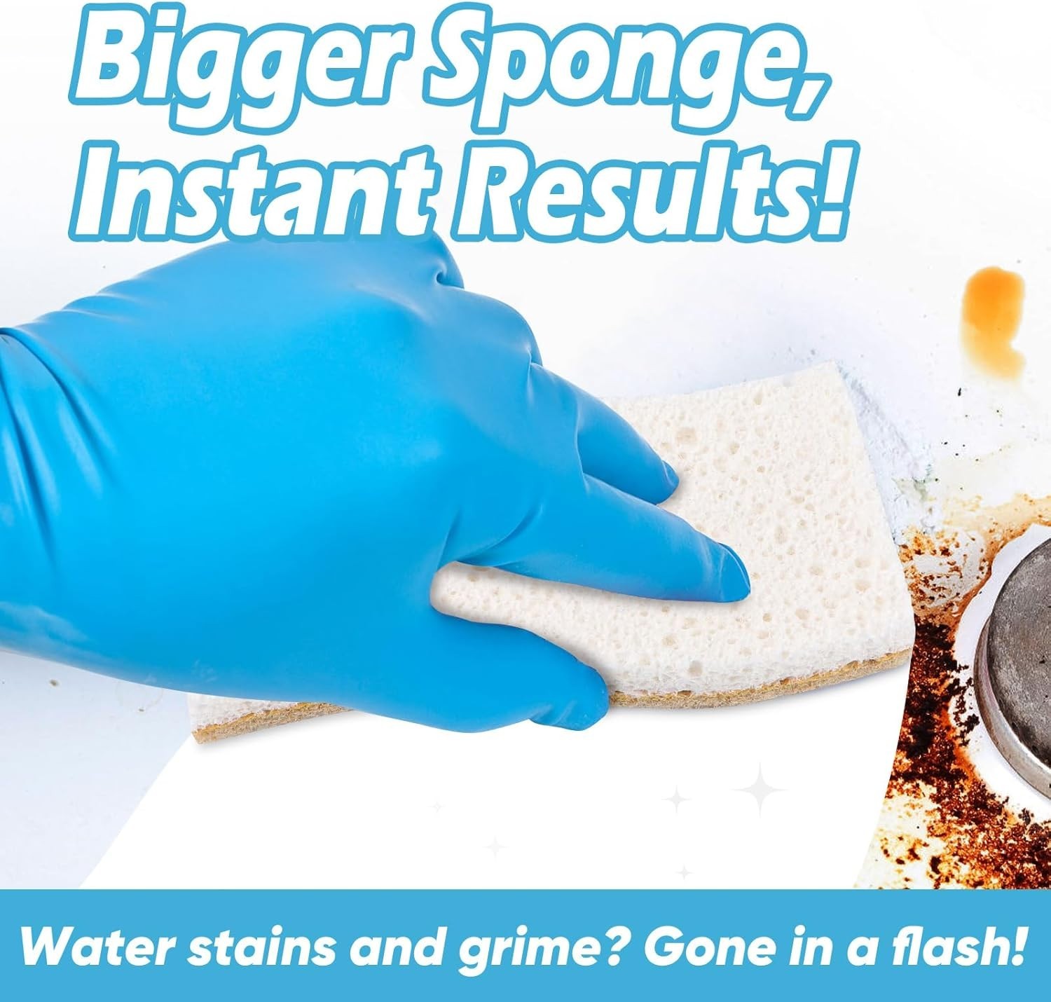 6 Count XL Cellulose Scrub Sponges – Durable, Non-Scratch for Kitchen & Bath