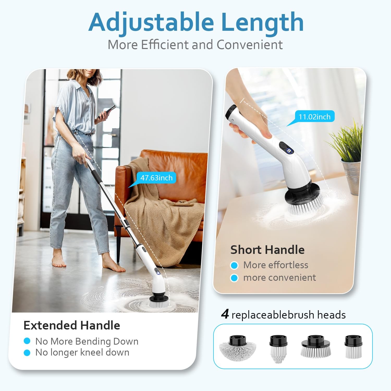 TUYU Electric Spin Scrubber, Full-Body IPX7 Waterproof Bathroom Scrubber with…