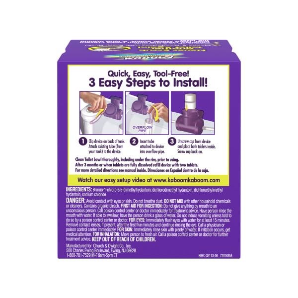 Kaboom Scrub Free! Continuous Clean Refillable Toilet Cleaning System, 1 Devi…