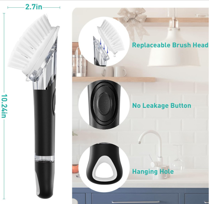 OXO Good Grips Soap Dispensing Dish Scrub Brush, Cleaning Brush for Kitchen