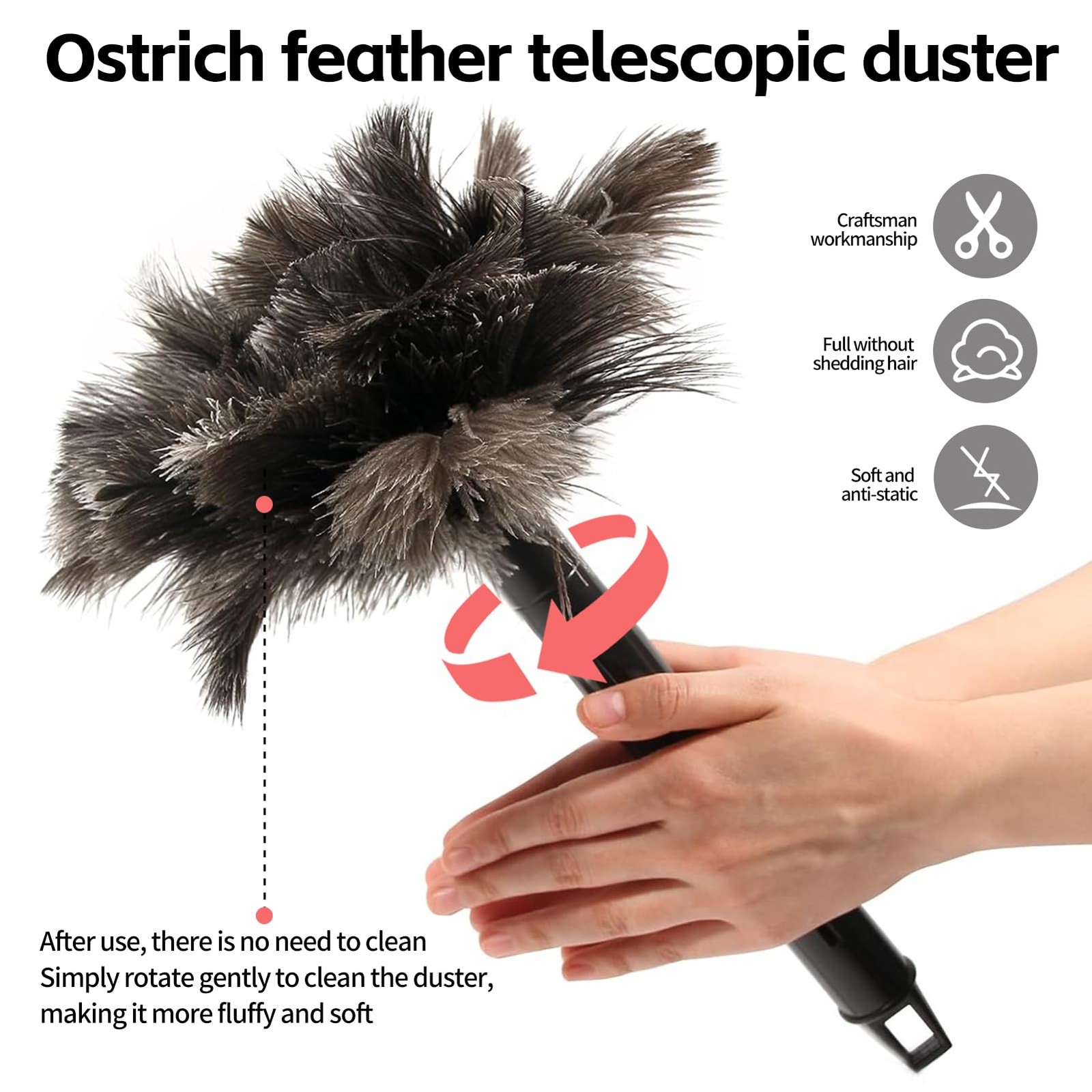 Retractable Feather Duster-Genuine Ostrich Style a – 1 Pcs