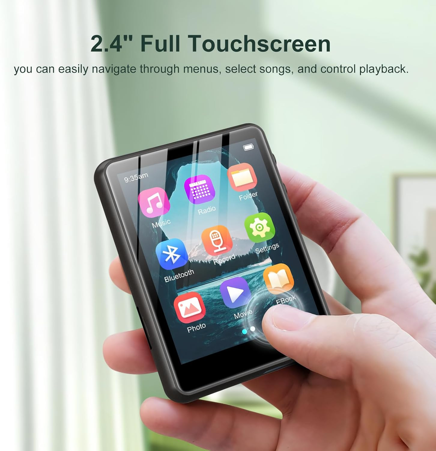 128GB MP3 Player with Bluetooth 5.3, 2.4 Inch Full Touch Screen Portable Music P