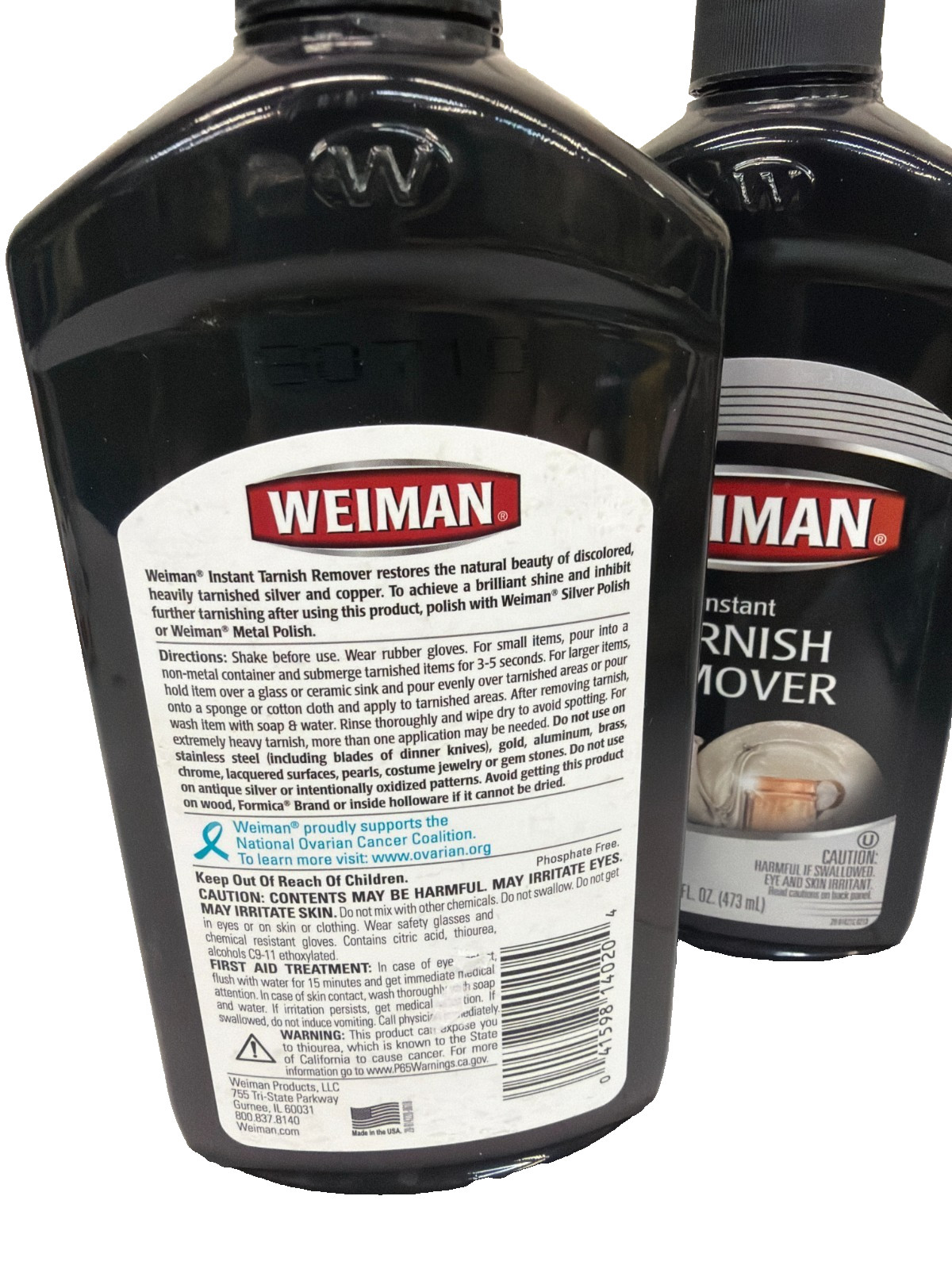 (2) Weiman Instant Tarnish Remover 16 fl oz Restores Tarnished Silver Copper NEW