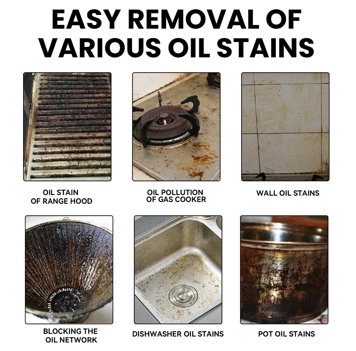 2/pk Heavy Oil Foam Cleaner Kitchen Stove Range Hood Wash Basin Oil Dirt Removal