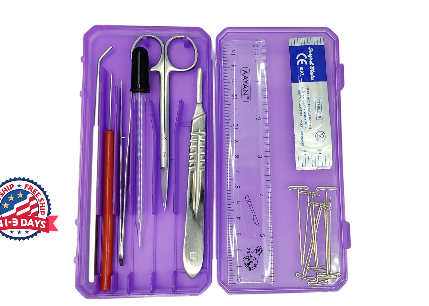 Kit de diseccion Plus Kit de biología de 24 piezas 9 piezas de acero inoxidable