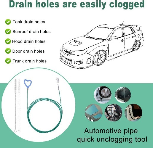 Drain Cleaning Tool, 118in Long Wire Pipe Cleaner with 2 Straight Flexible Clean