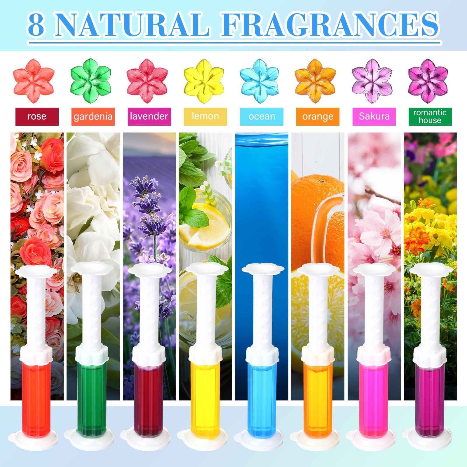 16 Pcs Toilet Gels 224 Count 8 Kinds Flower Stamp Bowl Gel Scent Toilet Stain…