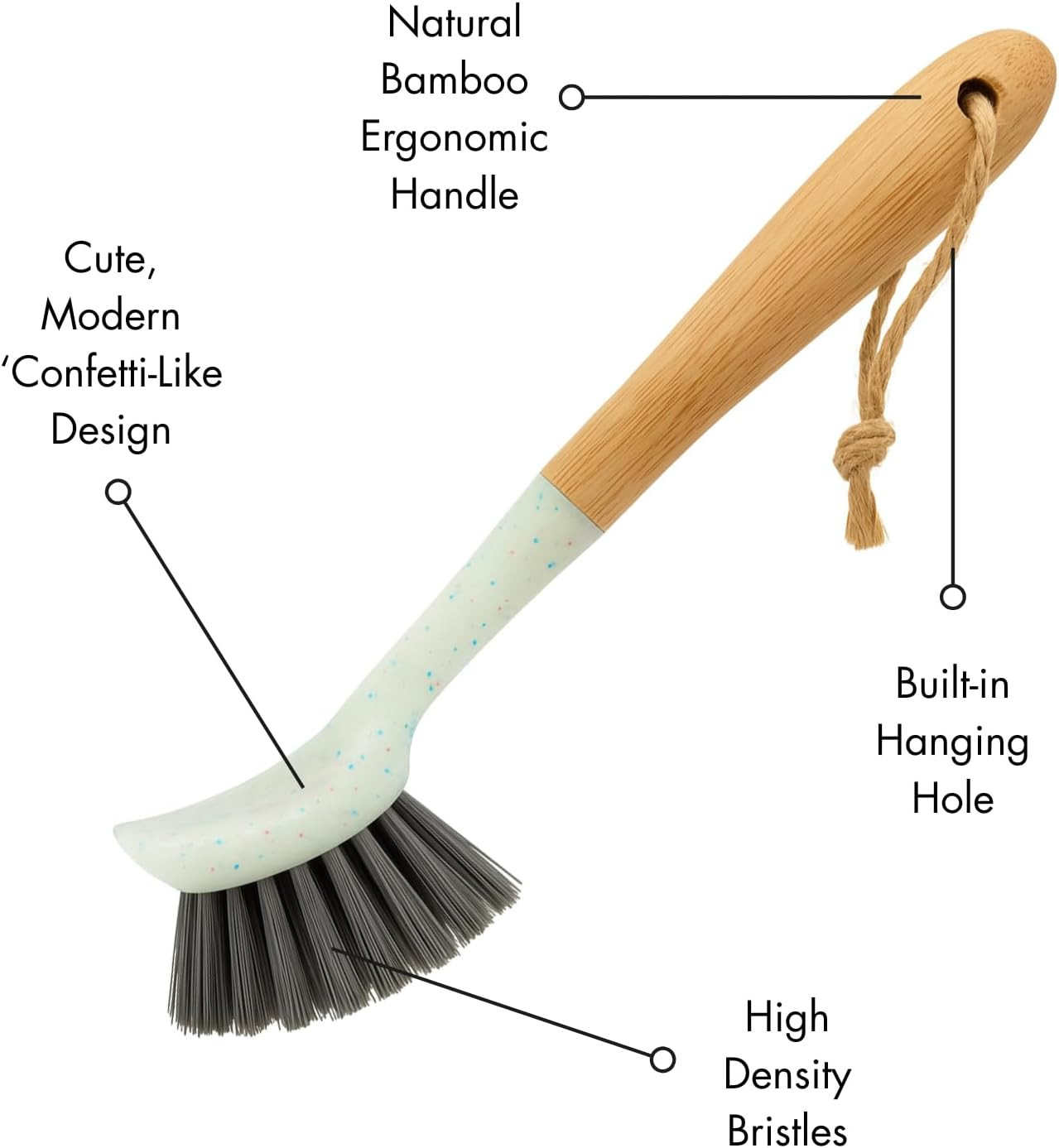 1pc Dish Brush with 9 Inch Bamboo Handle Household Essentials Cleaning Supplies
