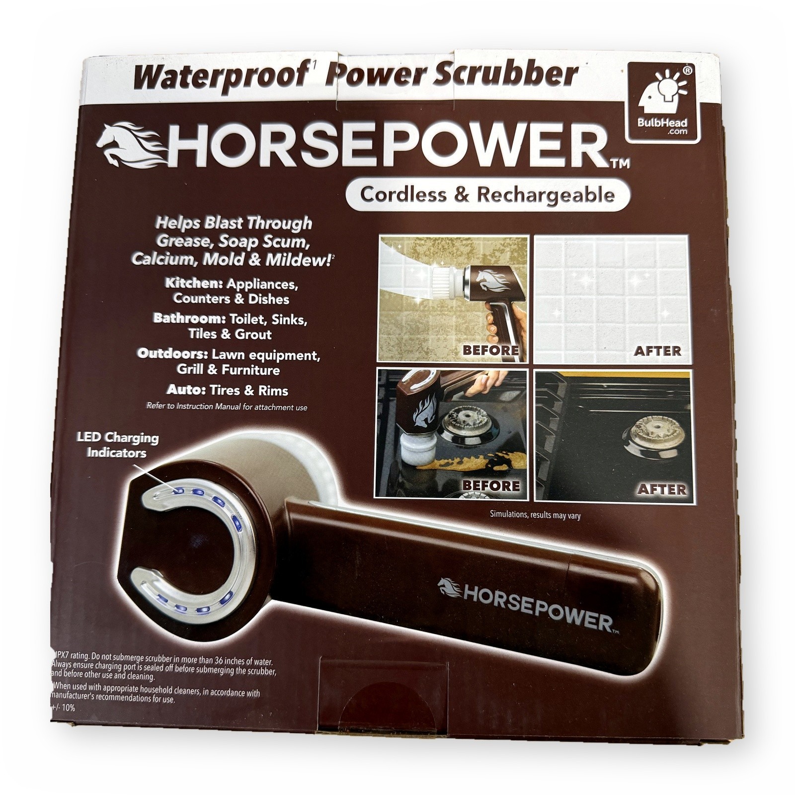 Ruby Horsepower Waterproof Rechargeable Power Scrubber New