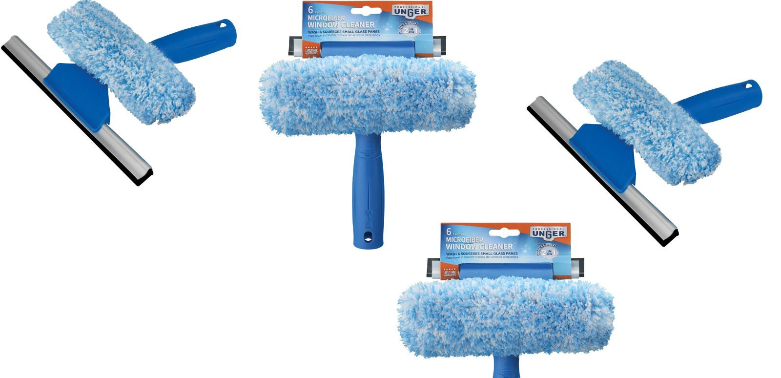 4 pack Unger 965640 Mini 2-in-1 Window Squeegee/Scrubbers, 6″