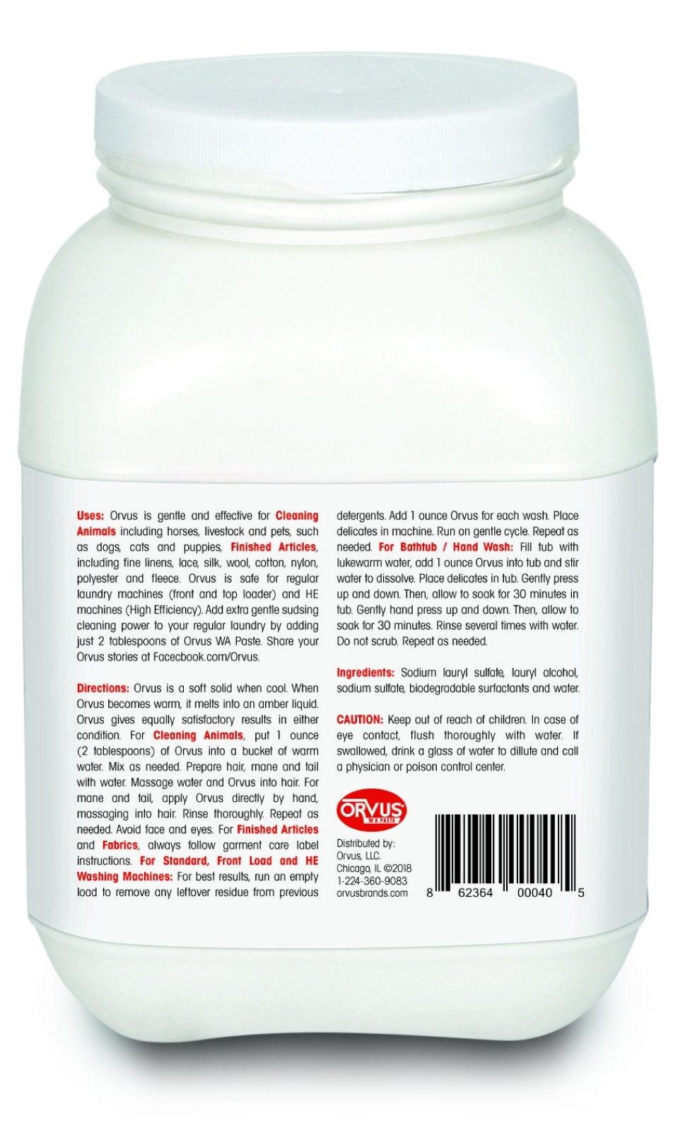Orvus WA Paste Cleaner – 120oz.- Horse, Livestock and Dog Shampoo – Quilt, F…