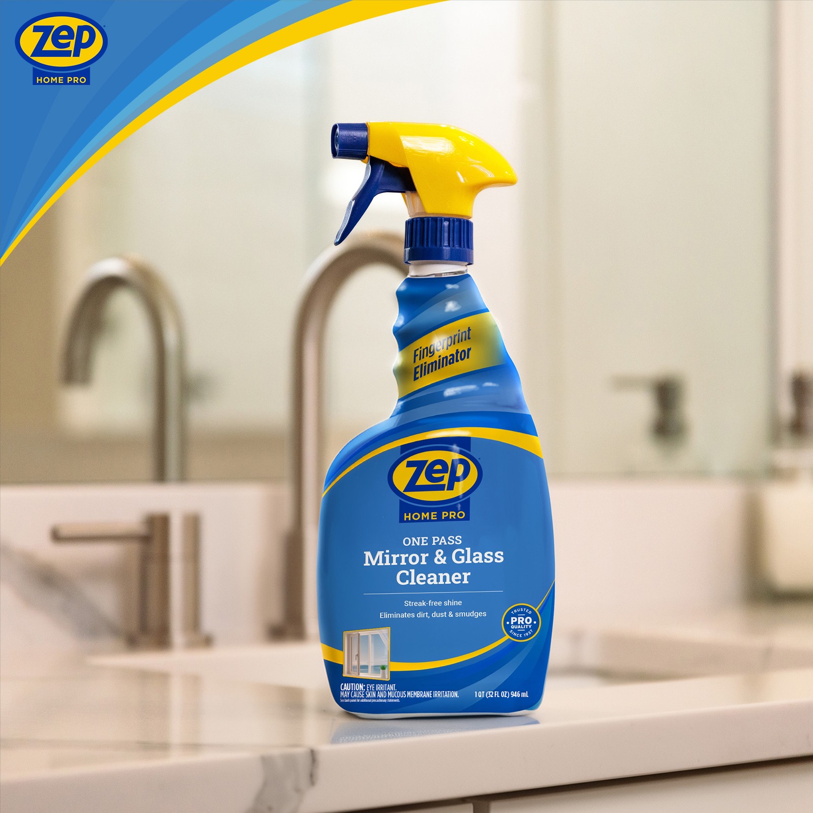 Zep Home Pro One-Pass Mirror & Glass Cleaner – 32 Fl. oz. (Case of 6) – R49606 –