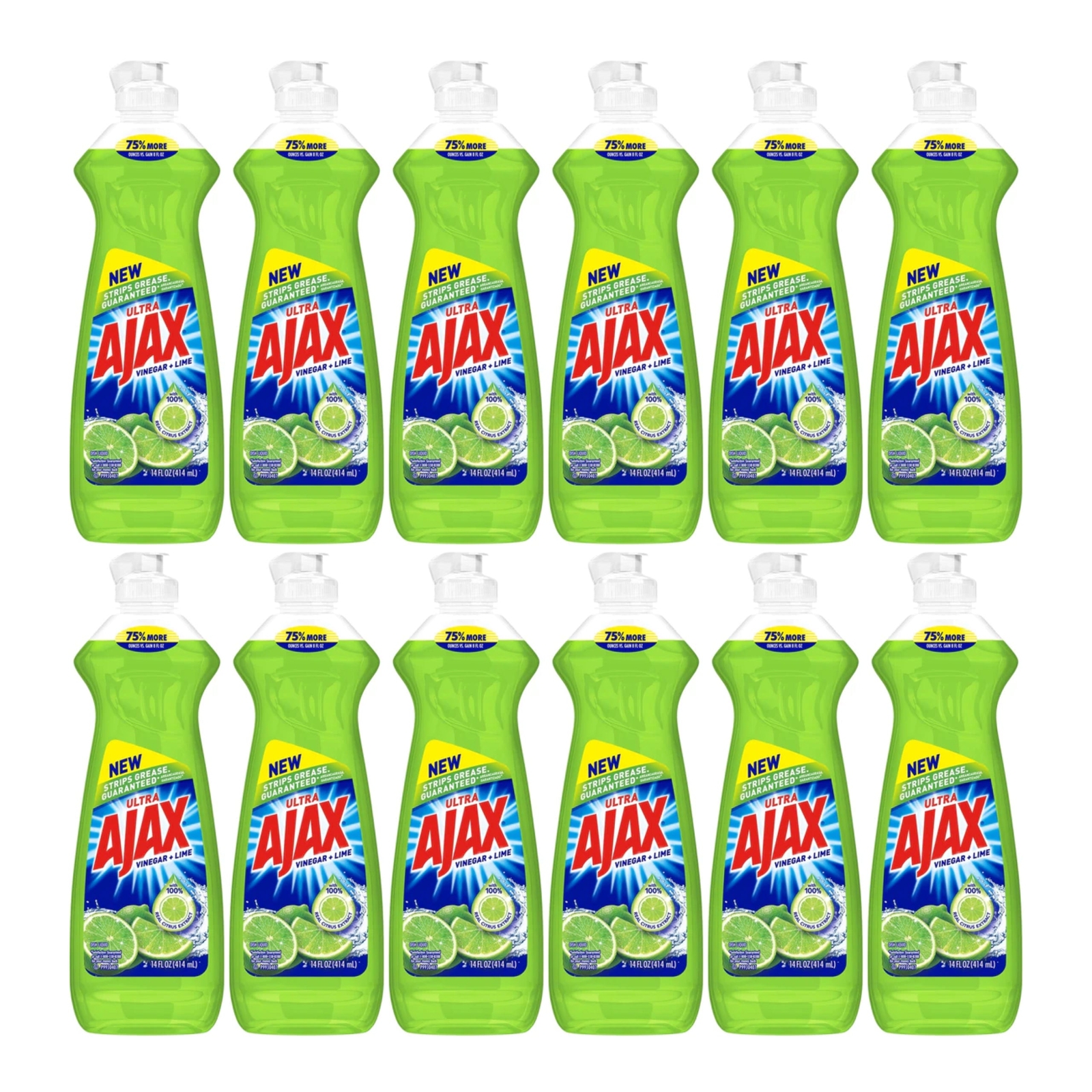 Ajax Ultra Vinegar + Lime Dish Liquid, 14 oz. (414ml) (Pack of 12)