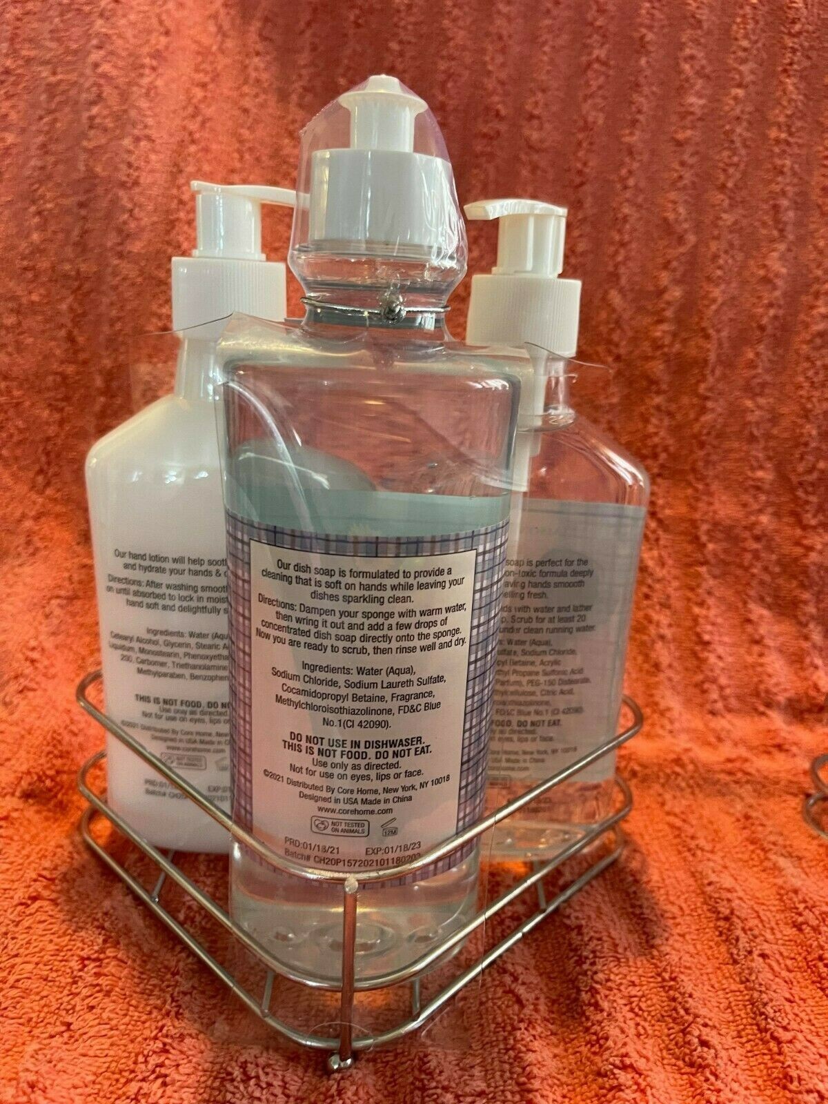 3 PIECE CORE HOME MAISON Dish Soap Hand Soap Lotion Kitchen Caddy ~ FRESH LINEN