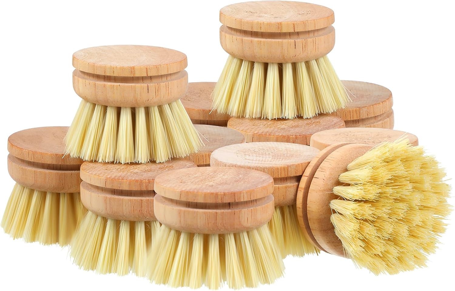 12 Pcs Bamboo Dish Brush Replacement Heads, Wooden Dish Brushes for Cleaning …