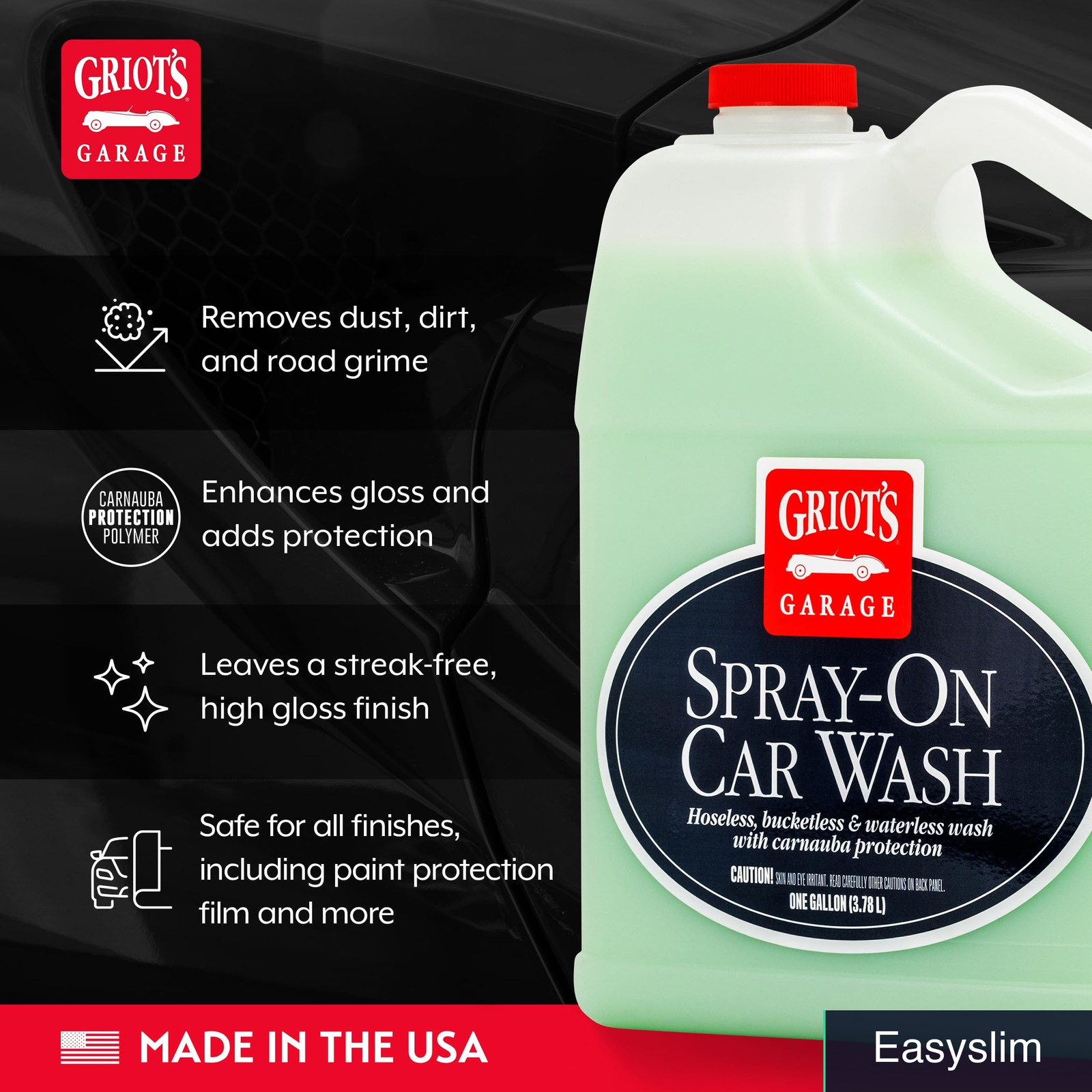 Waterless Rinseless Car Wash Spray Carnauba Wax 1 Gallon No Bucket