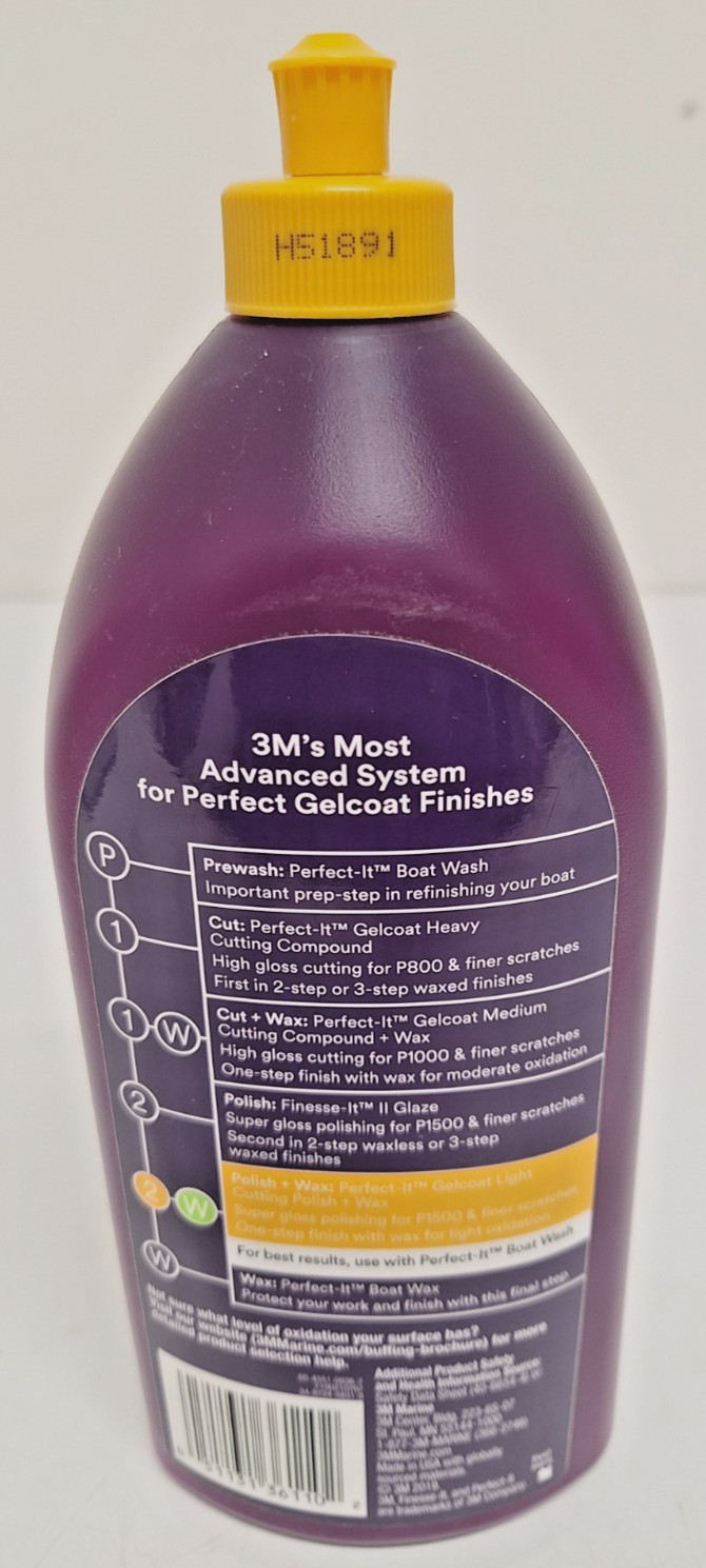 3M Perfect-It Gelcoat Light Cutting Polish + Wax: 1 quart One Step