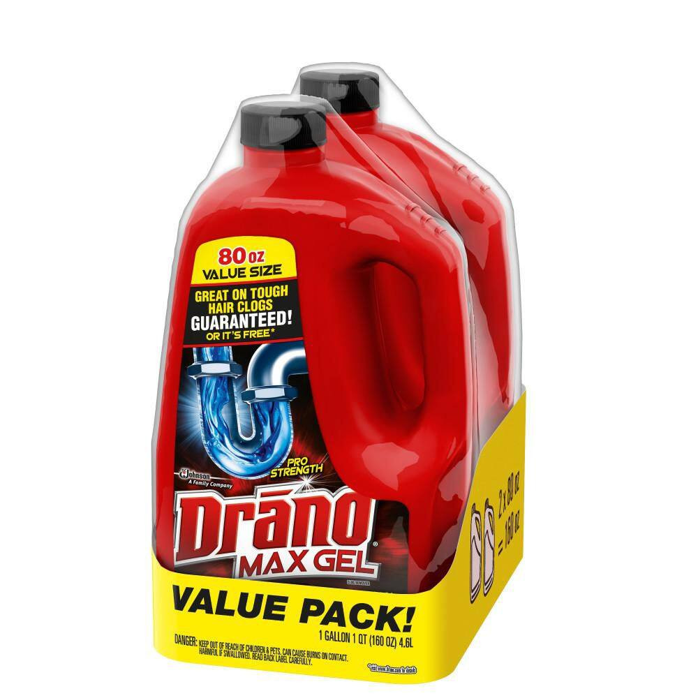 Max Gel Drain Clog Remover and Cleaner 160 Oz. Toilet Bowl Cleaner (Twin Pack) (