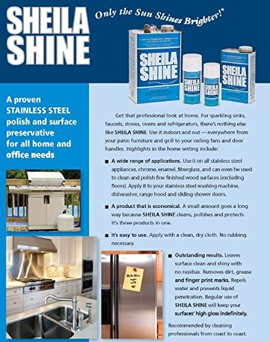 Sheila Shine 1 Quart Can Stainless Steel Cleaner and Polish Protects Househol…