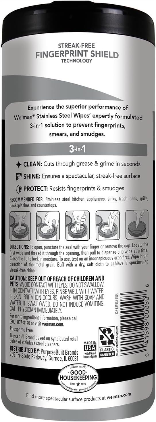 Ultimate 30 Count Stainless Steel Cleaner Wipes – Safe for Indoor & Outdoor Use