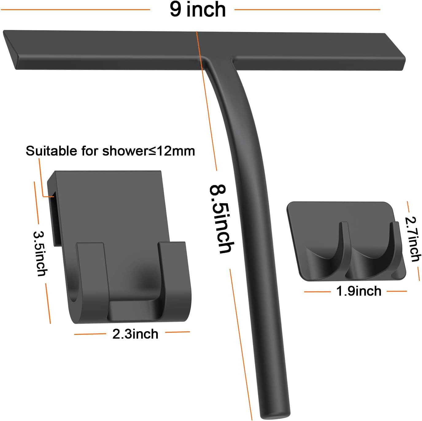All -Purpose Silicone Shower Squeegee for Shower Glass Door with Hook, Bathroom