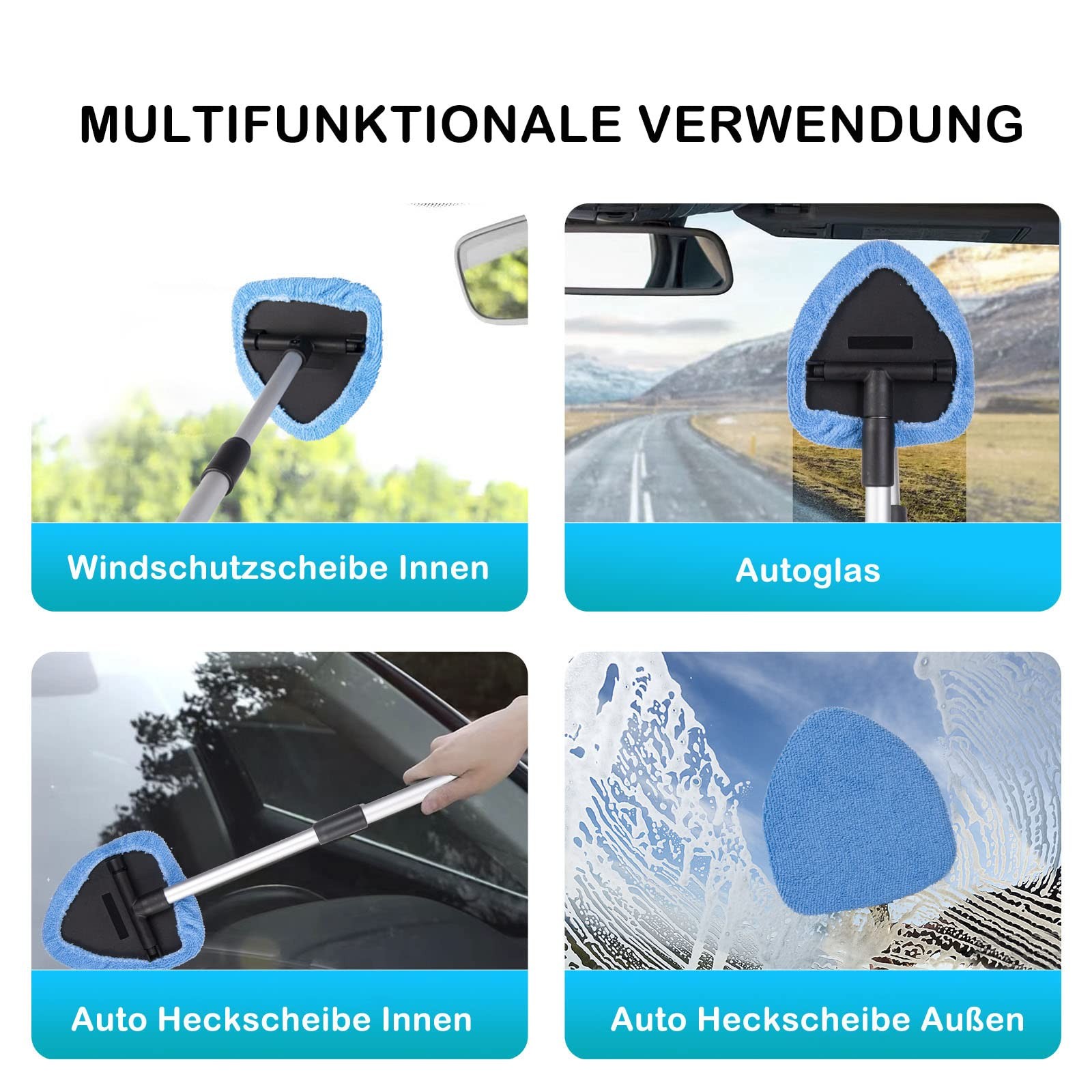 deuvuo 18 Pcs Windshield Cleaning Tool, Expandable Car Window Cleaner with 12