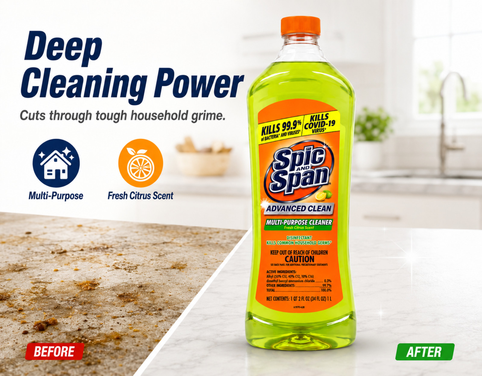 Spic and Span Citrus Multi-Surface Floor Cleaner 34 oz 2 Pack