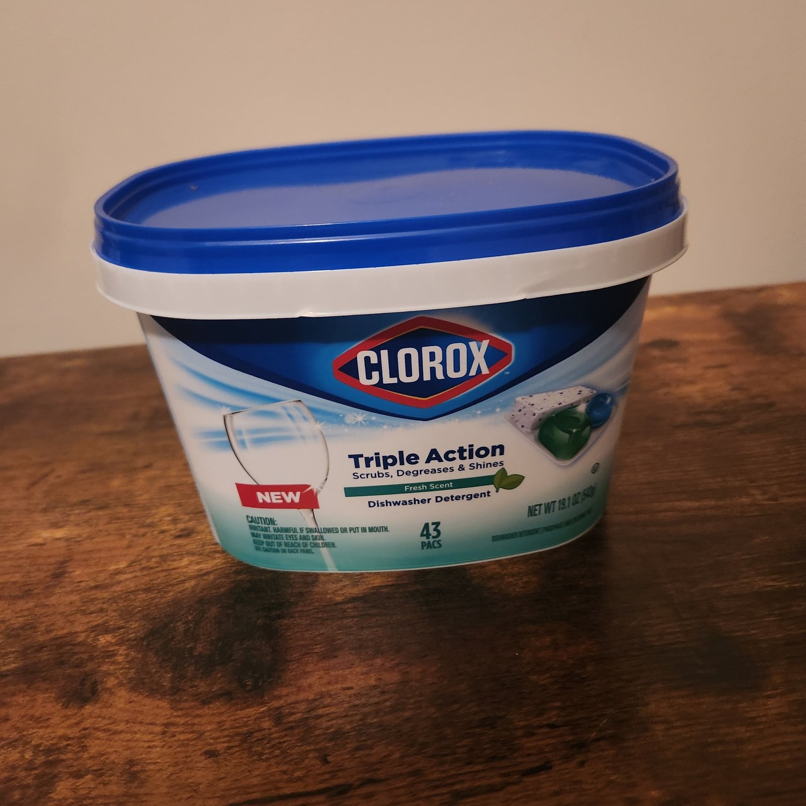 Clorox Triple Action Dishwasher Detergent 43 Pacs Fresh Scent