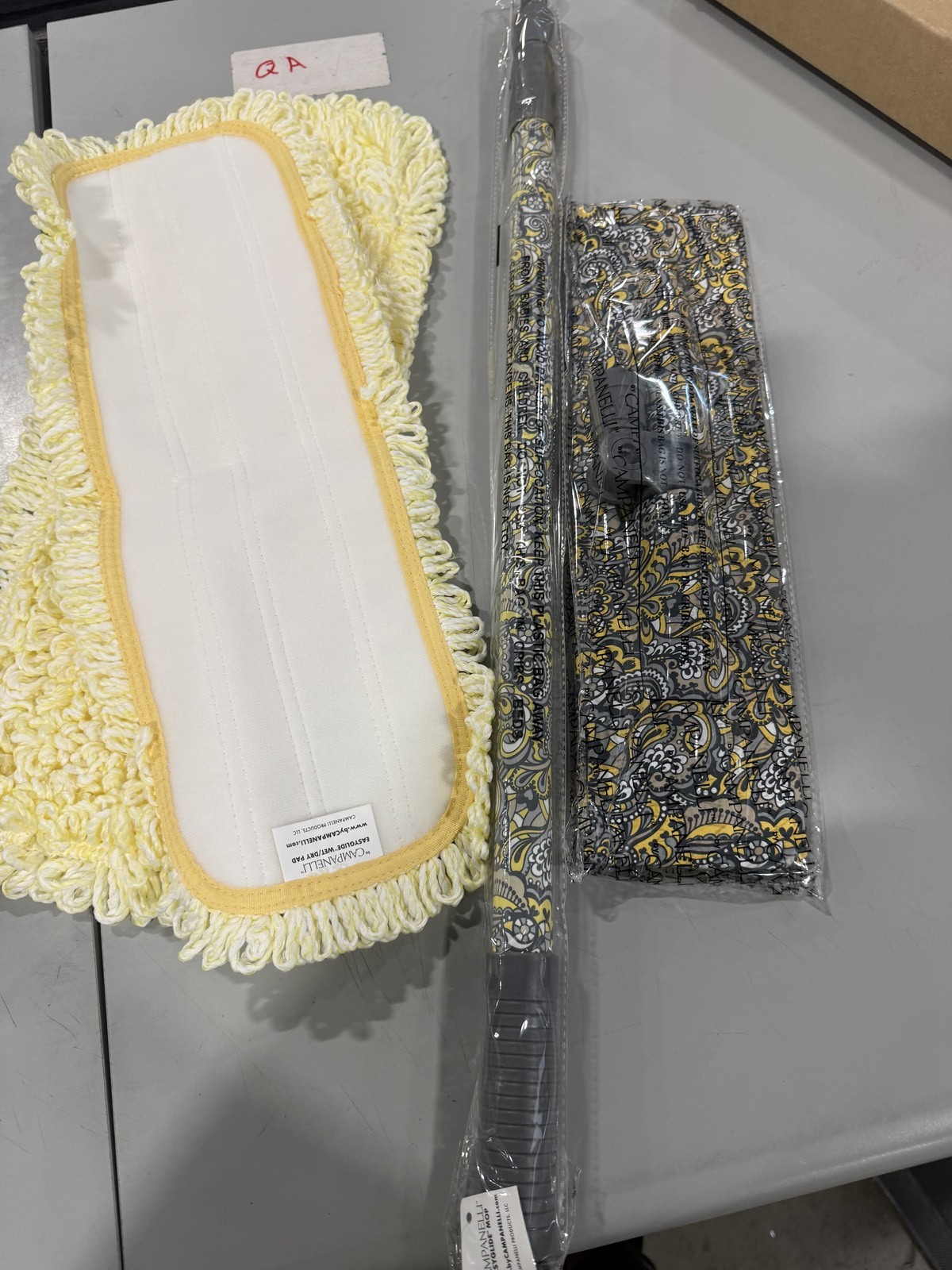 YELLOW/BLACK FLORAL PAISLEY – CAMPANELLI EASYGLIDE MICROFIBER WET & DRY MOP SET