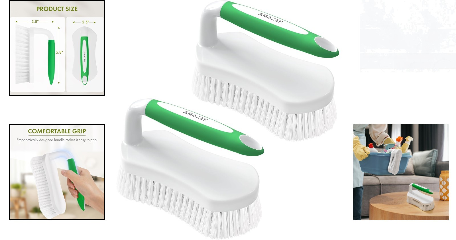 Sturdy Dual-Tone Scrub Brush Set for Effortless Bathroom & Kitchen Deep Cleaning
