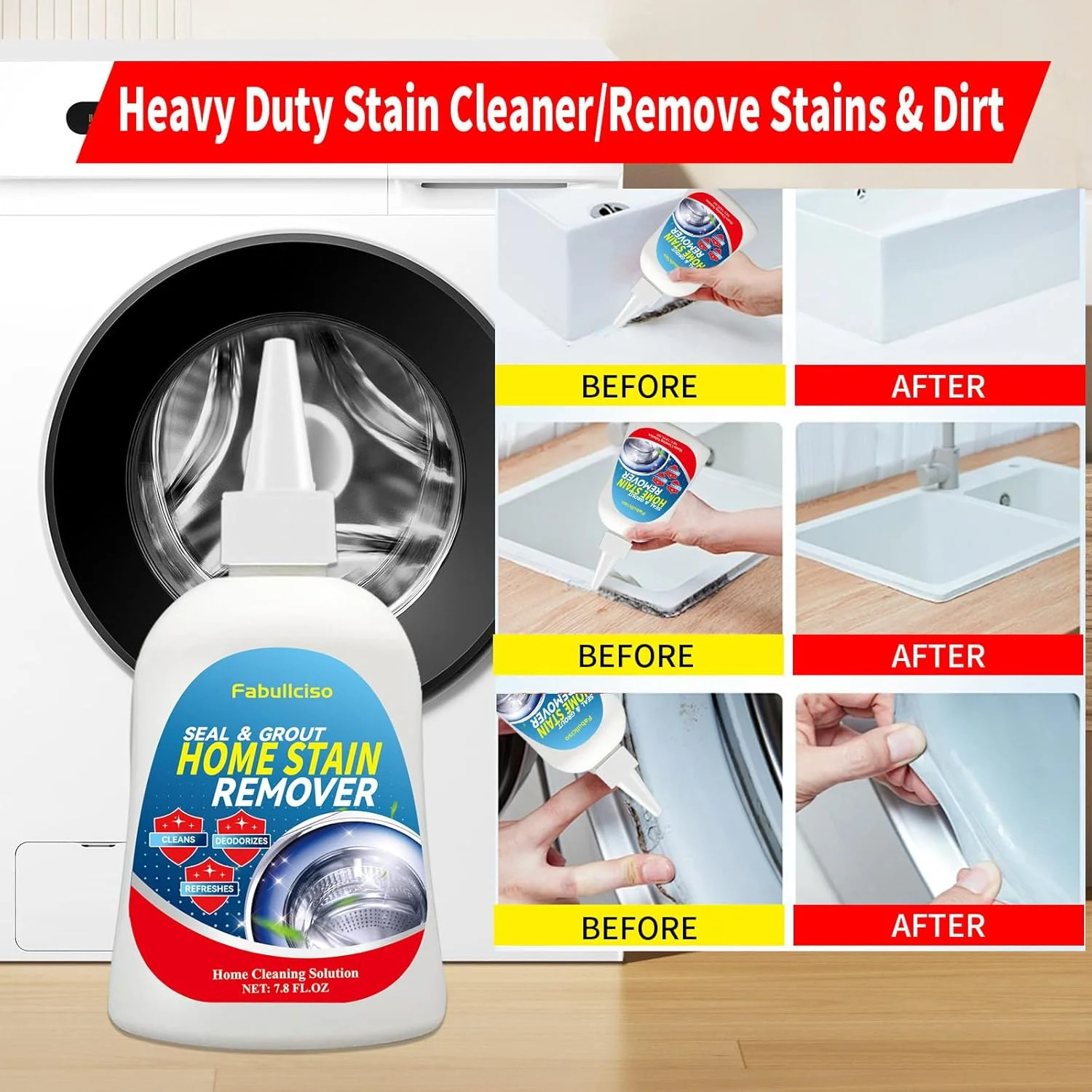 Home Stain Remover Gel – Stubborn Stain Cleaner No Harsh Scrubbing Required (Fro