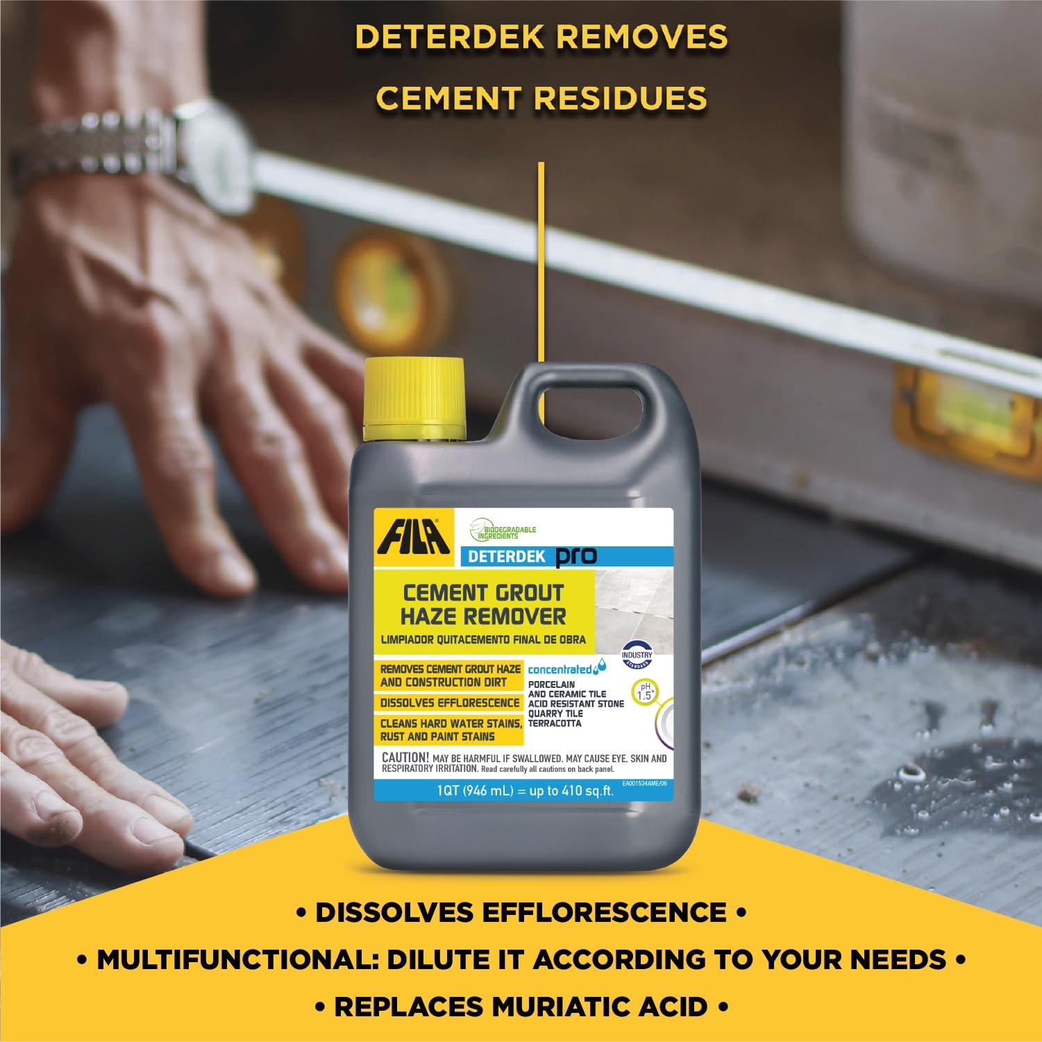 , DETERDEK PRO Cementitious Grout Haze Remover, Effective Against Rust Stain,…