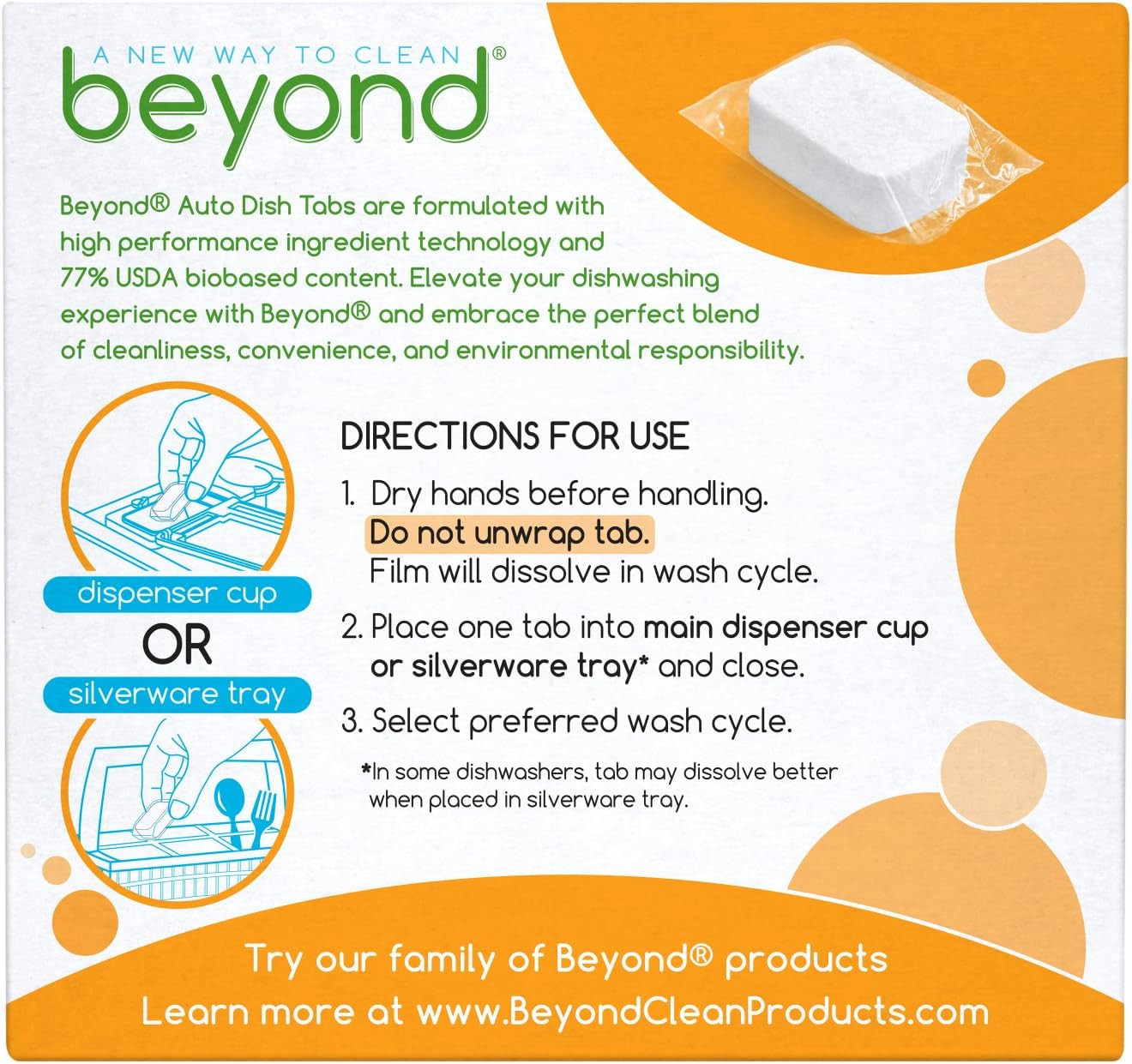 Auto Dishwasher Tablets [32 Tablets] – Fragrance & Dye Free – Certified Biobased