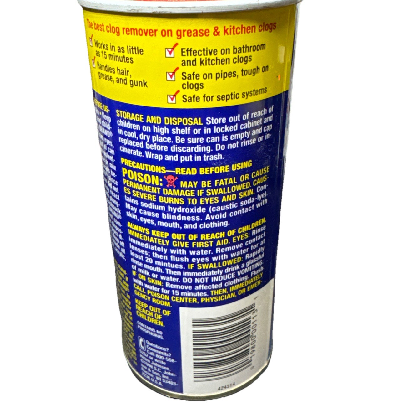New Drano Crystal Clog Remover 18oz Drain Cleaner Discontinued 1998 Unopened
