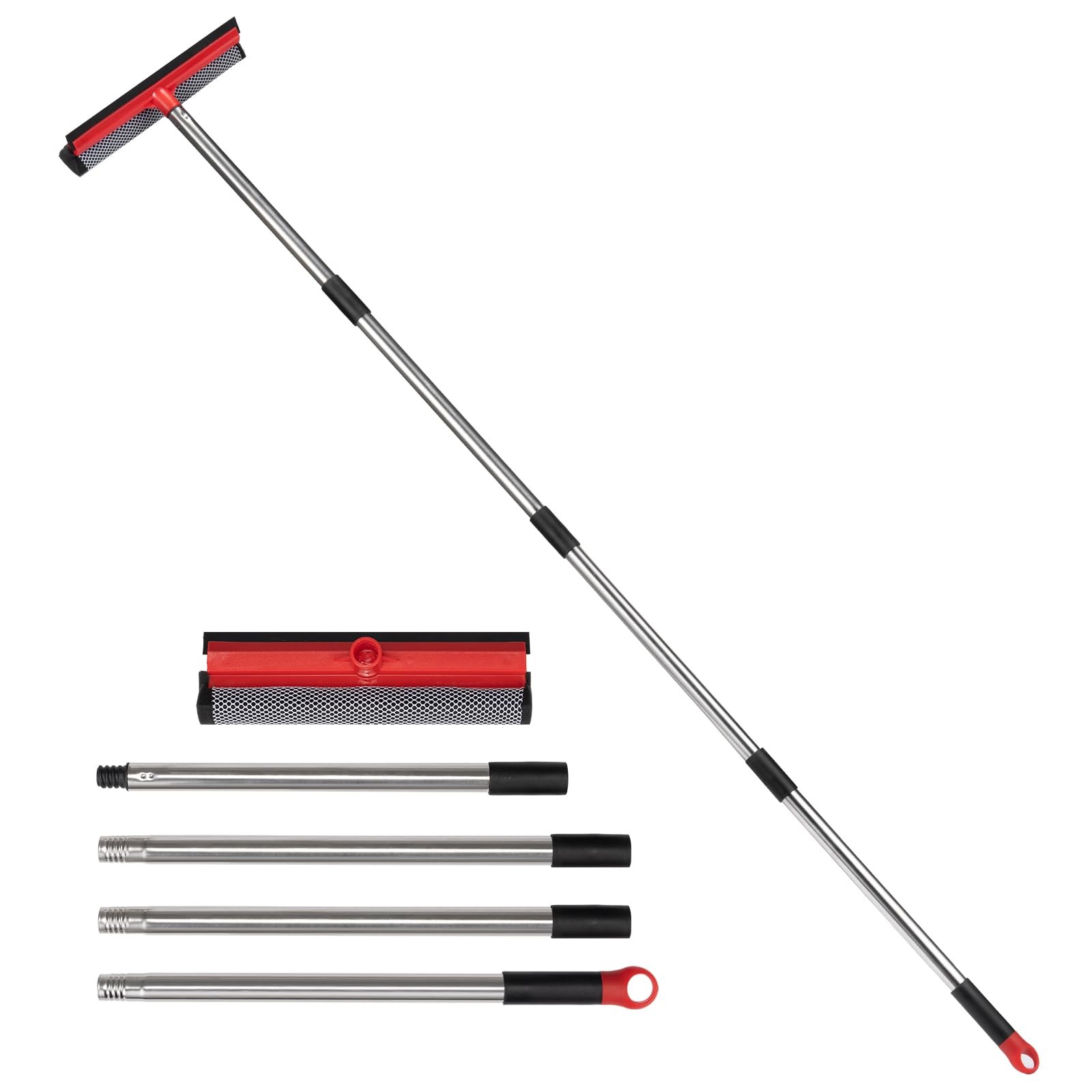 2 in 1 Standard Window Squeegee, Home Window Cleaner with 59″ Poles,Washing S…