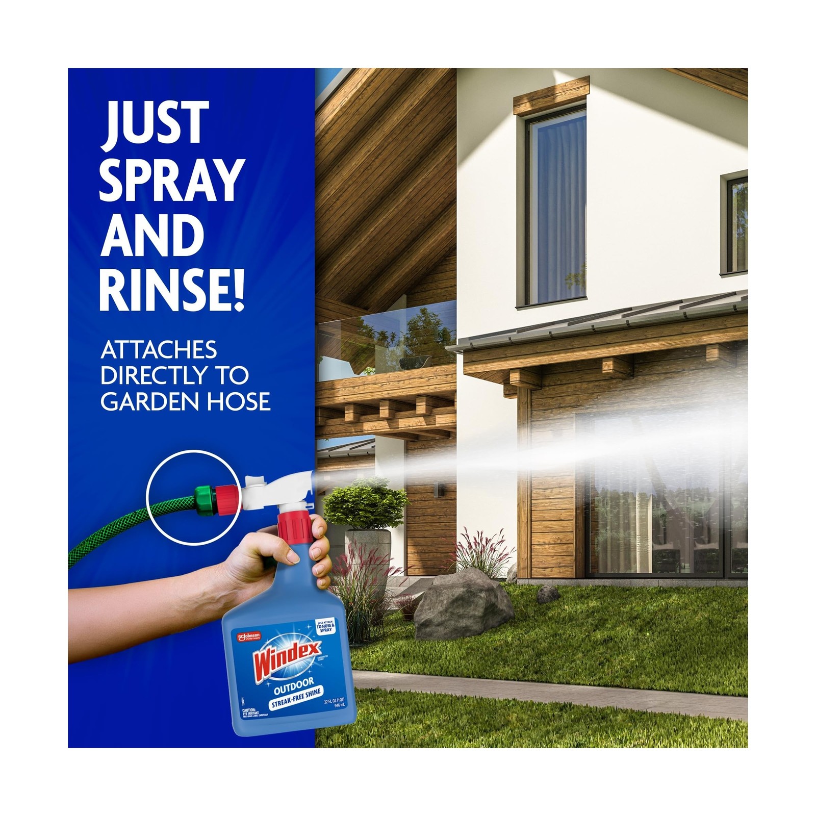 Windex Outdoor Window and Glass Cleaner for Hose Ammonia Free, Concentrated F…