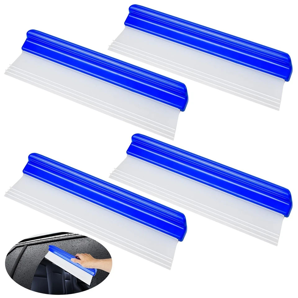 4 Pack 12” Silicone Car Drying Squeegee, 3-Layer T-Bar Water Blade Profession…