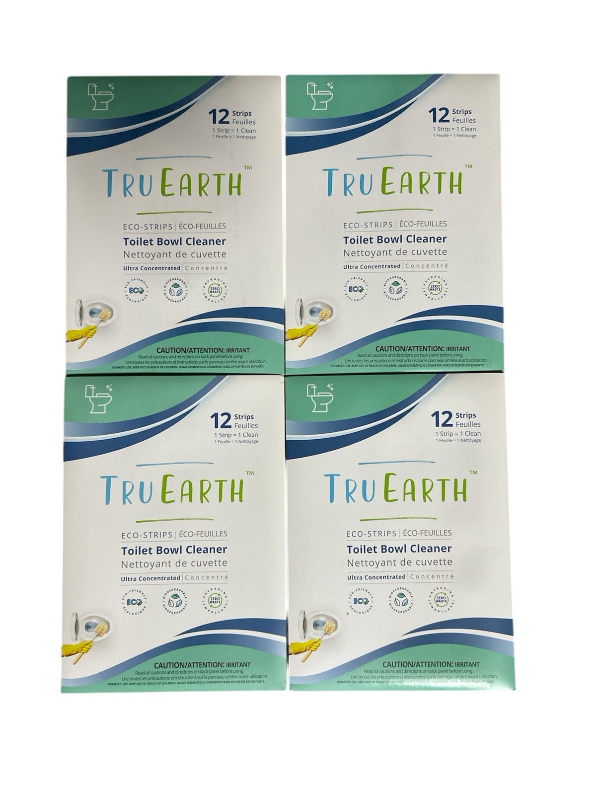 4 Packs TRU EARTH Eco-Strips Toilet Bowl Cleaner 12 Each, 48 Total Strips